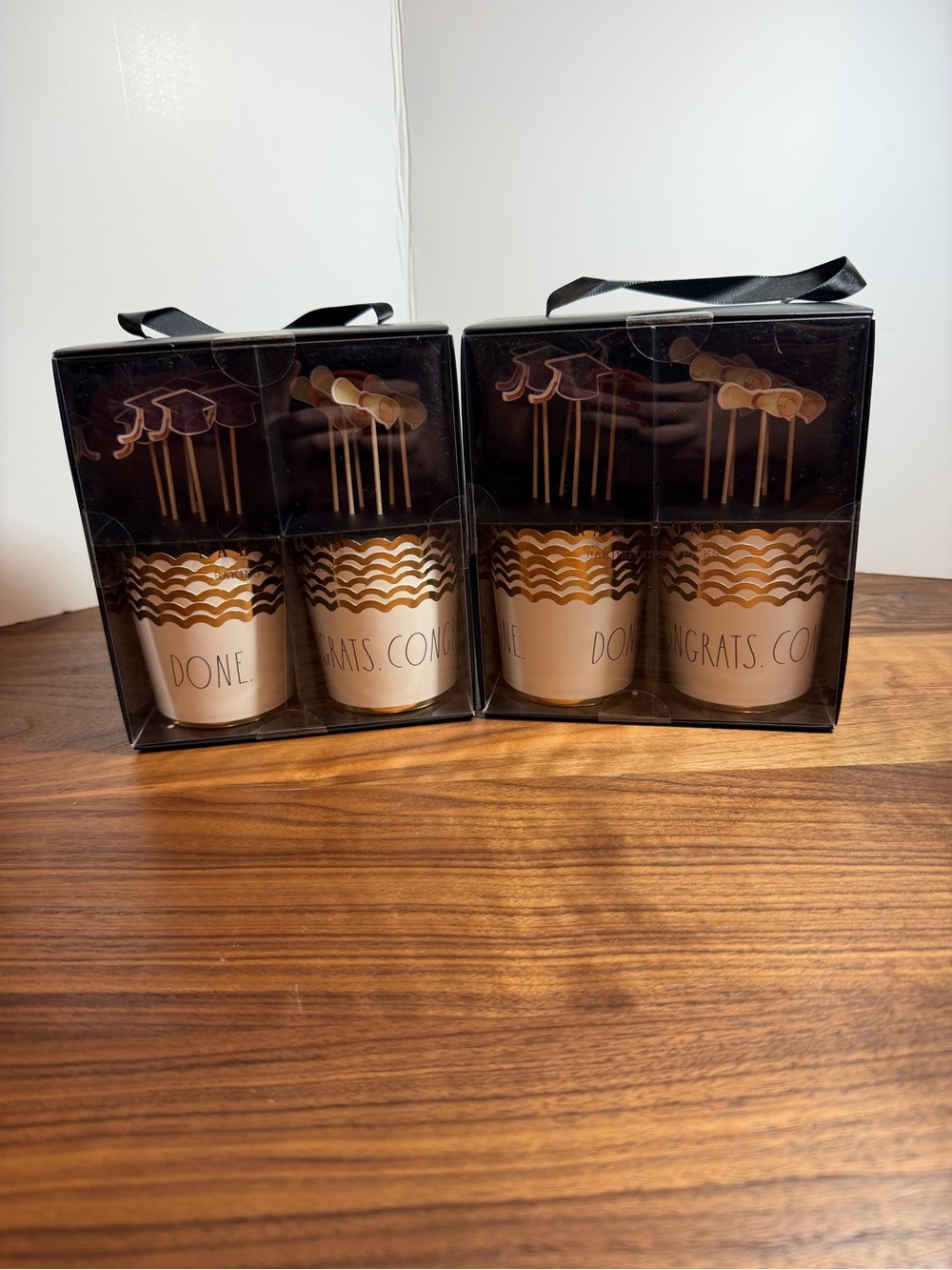 Rae Dunn Black and Gold Graduation Cupcake Kit